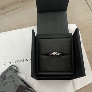 David Yurman Petite X Ring in Sterling Silver with Pavé Diamonds 7.5